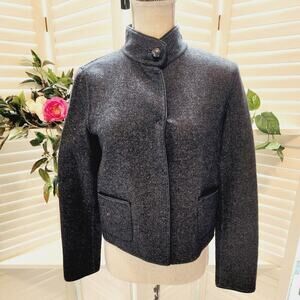 ELIE TAHARI BLACK/WHITE JACKET WITH POCKETS SNAP CROP SIZE XS